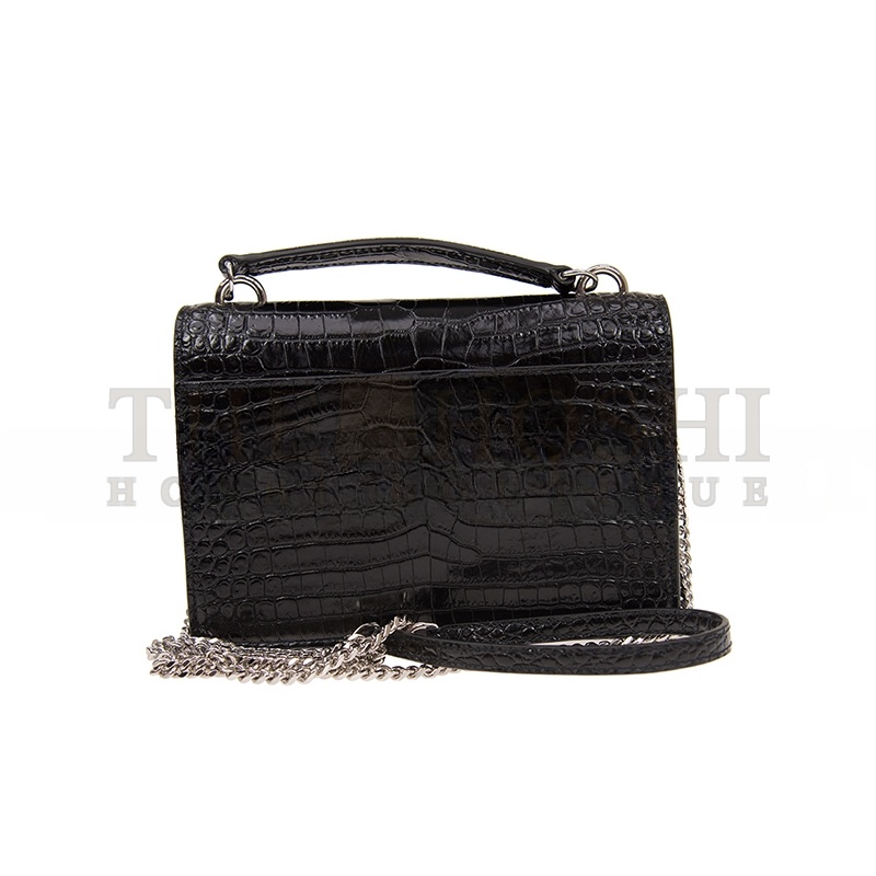 Y51 SUNSET TOP HANDLE IN CROCODILE-EMBOSSED SHINY LEATHER 533026DND1N1000 (19*14*5.5cm) Master Quality